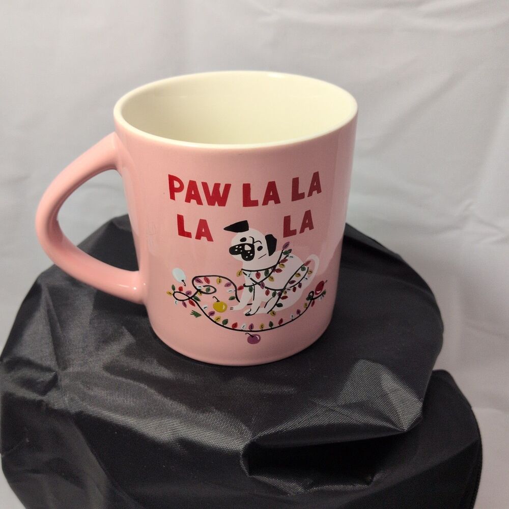 Paw La La La Christmas Pug Dog Stoneware Coffee Cup Mug 16oz Wondershop 2022 NEW